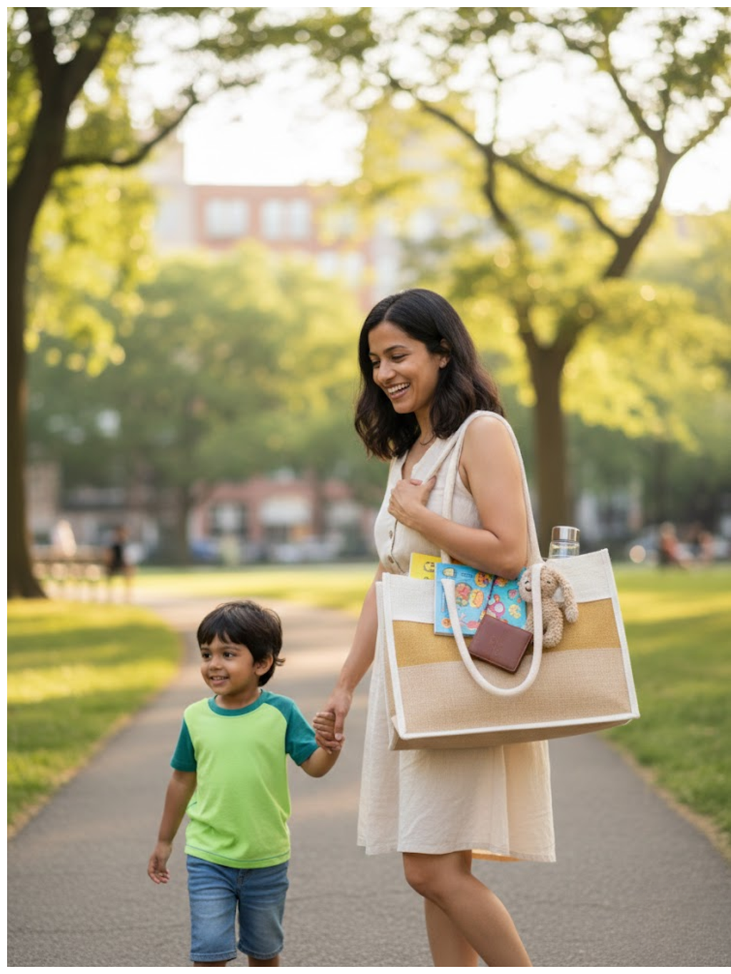 The Harmony Tote – Two-Tone Jute Bag with Front Pocket